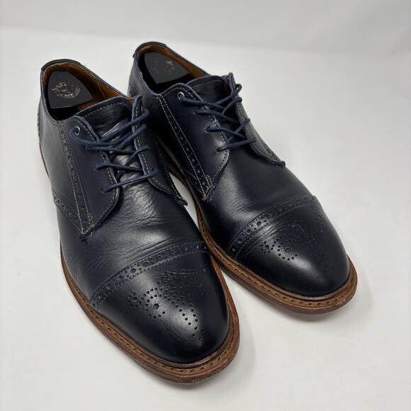Allen Edmonds Men’s Sz10 Bainbridge Navy Blue Wingtip Leather Shoes - Picture 1 of 8